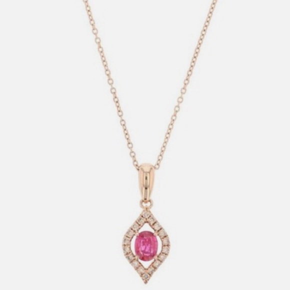 Le Vian .56ctw Pink Sapphire and Diamond Pendant 18.25" Necklace 14k Rose Gold - Picture 9 of 11
